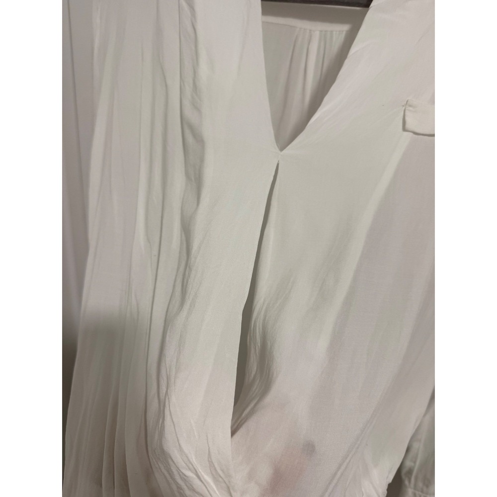 ZARA WOMAN White V Neck Twist Front Long‎ Sleeve Shirt Blouse Top XS - Picture 7 of 9